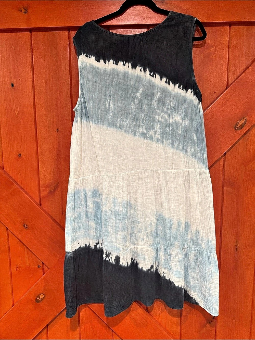 Tie-Dye Mini Dress in Black & Blue Like New